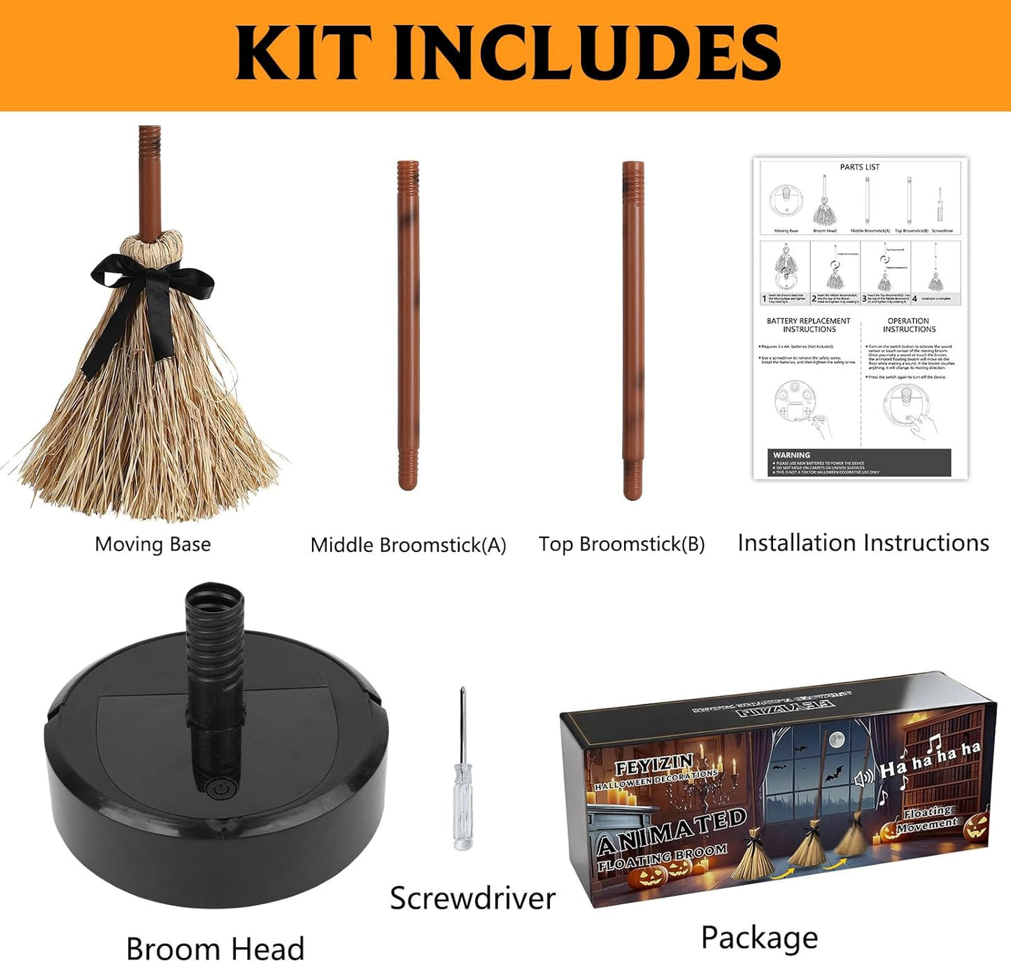 Floating Witch's Broom –Haunted Dancing Broom