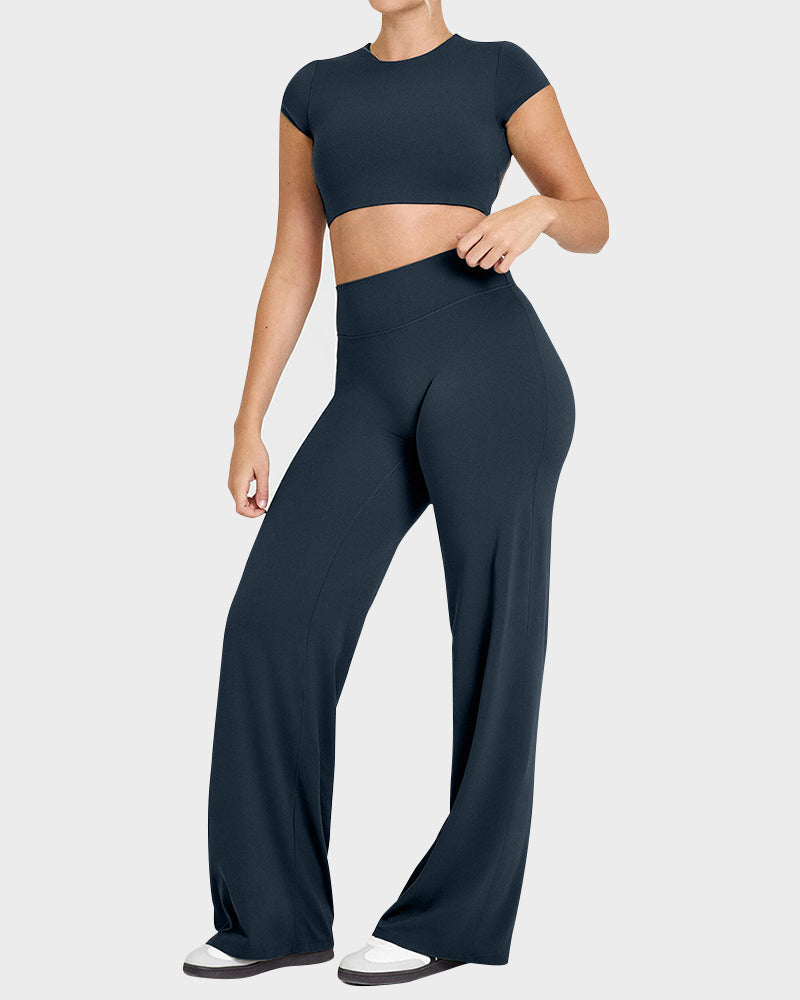 High-Waisted Elastic Wide-Leg Lounge Yoga Pants