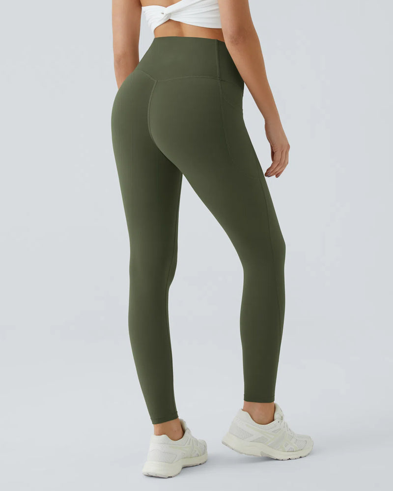 High Waisted Tummy Control Side Pocket Shaping Training Leggings