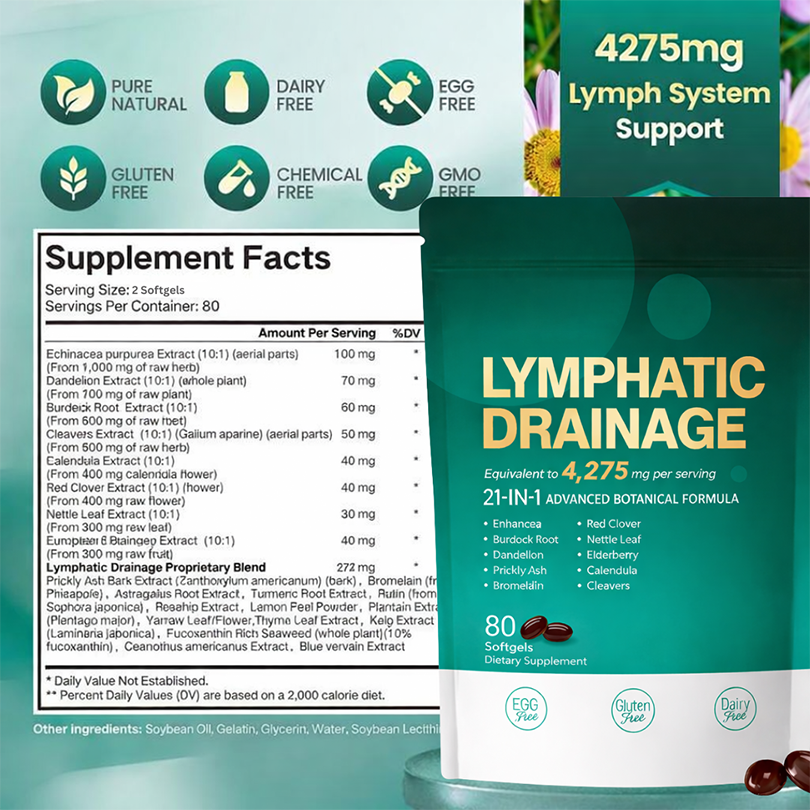 Lazzda Lymphatic Drainage — 21-in-1 Advanced Botanical Formula(Purchase today and upgrade to 240 tablets/pack)