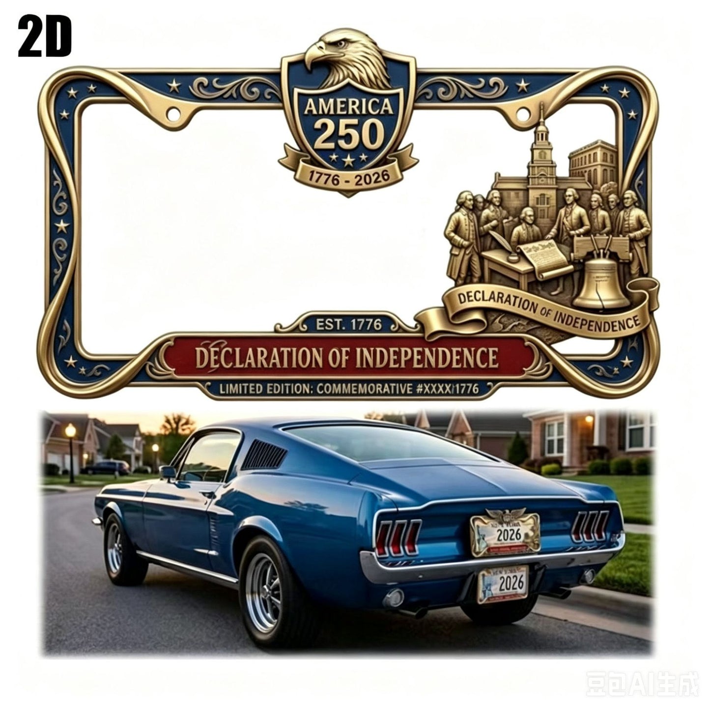 🗽🇺🇸 250th Anniversary Commemorative License Plate Frame🚗