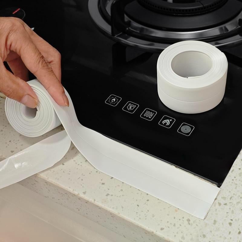 3Pcs White Waterproof Caulk Tape 3.2m Self-Adhesive Sealing Tape With Scraper