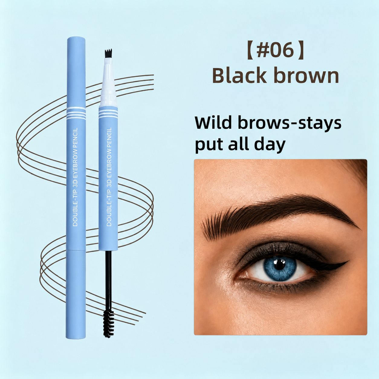 Lazzda Waterproof 2-in-1 Micro-Fork Eyebrow Pen & Tinted Gel