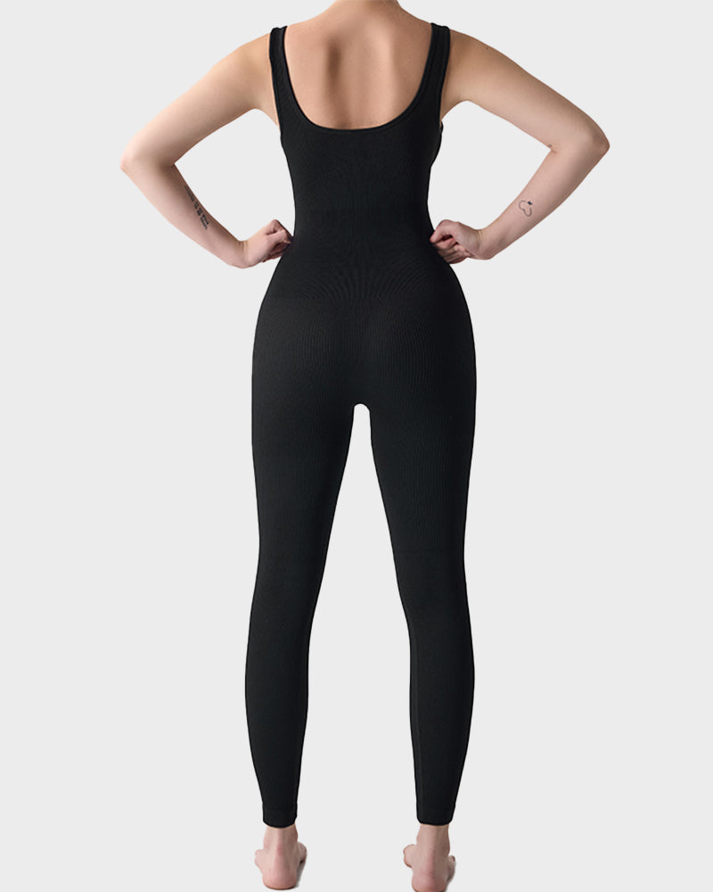 Seamless Square Neck Sculpting Sport Jumpsuit