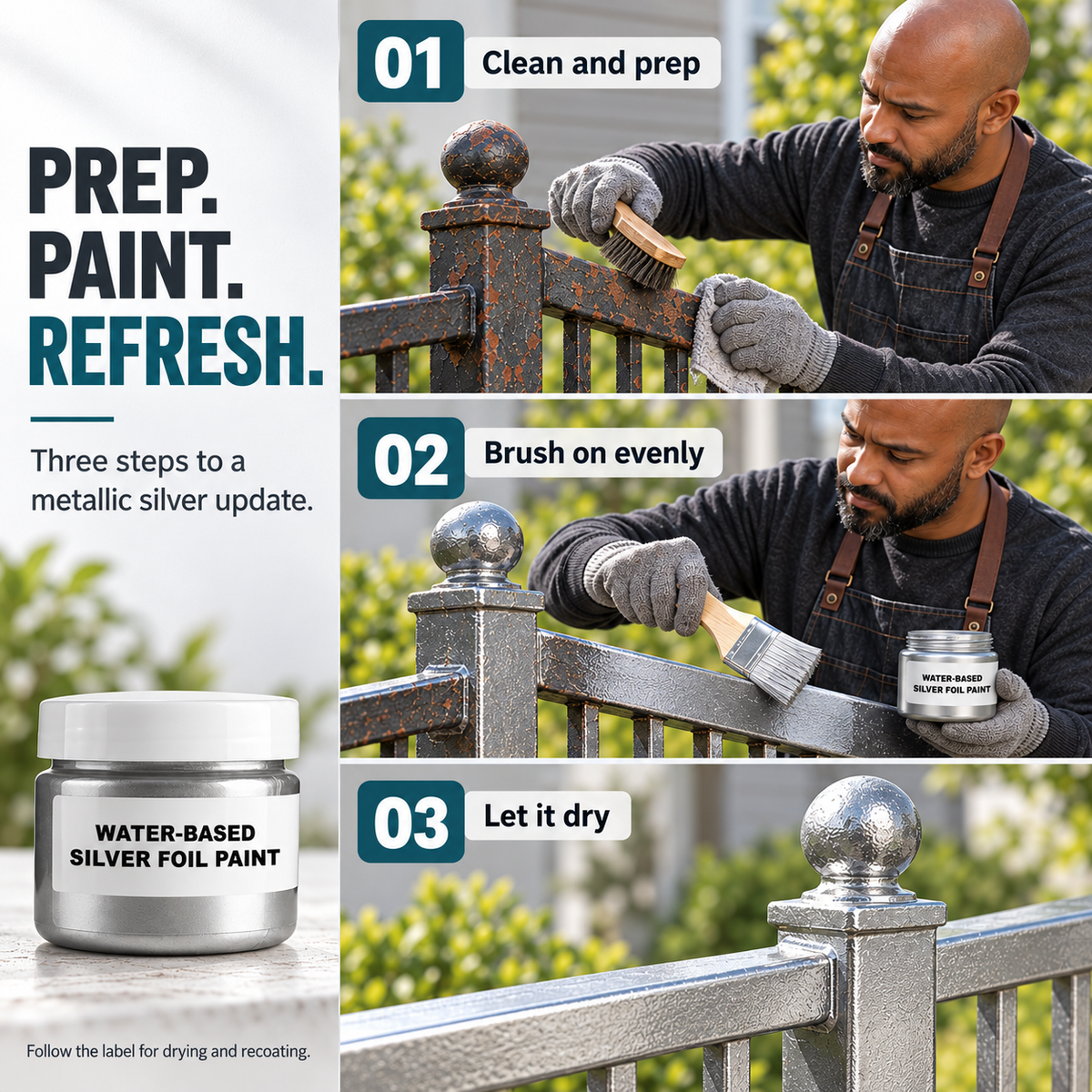 Water Based Metallic Silver Outdoor Anti Rust for Metal Renovation 100g