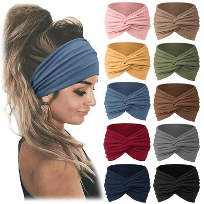 🔥🔥10 Pack Wide Knotted Turban Headbands for Women