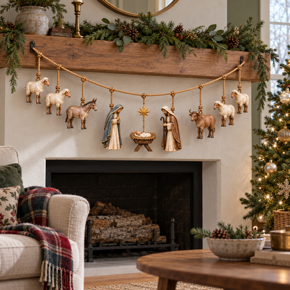 ✝️🎄Handcrafted Wooden Nativity Garland