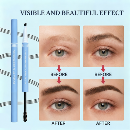 Lazzda Waterproof 2-in-1 Micro-Fork Eyebrow Pen & Tinted Gel