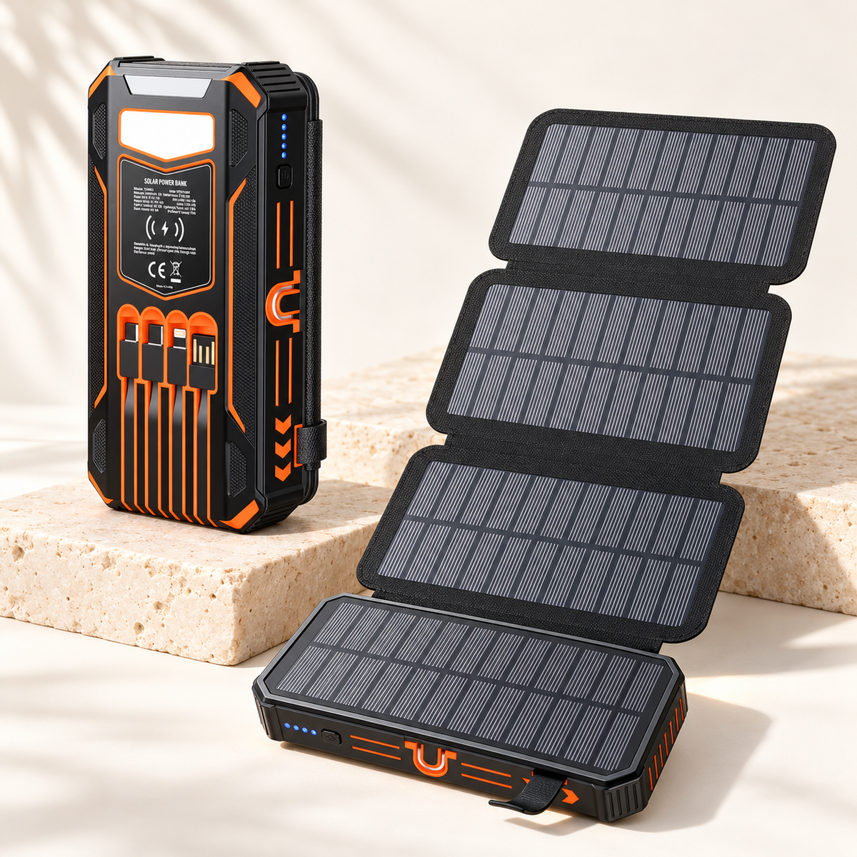 Lazzda 48000mAh Solar Power Bank Wireless Charger