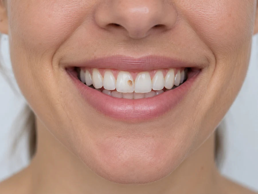 Illustrative tooth view, not a documented Lazzda treatment result