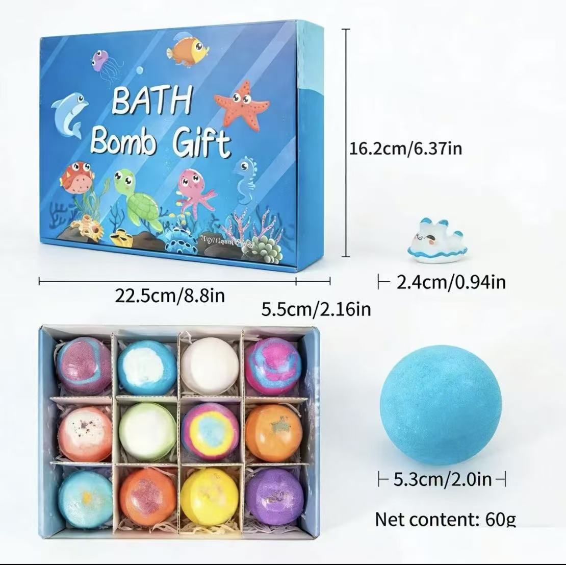 Bath Bombs + Surprise Ocean Toys Inside (Gift Box)