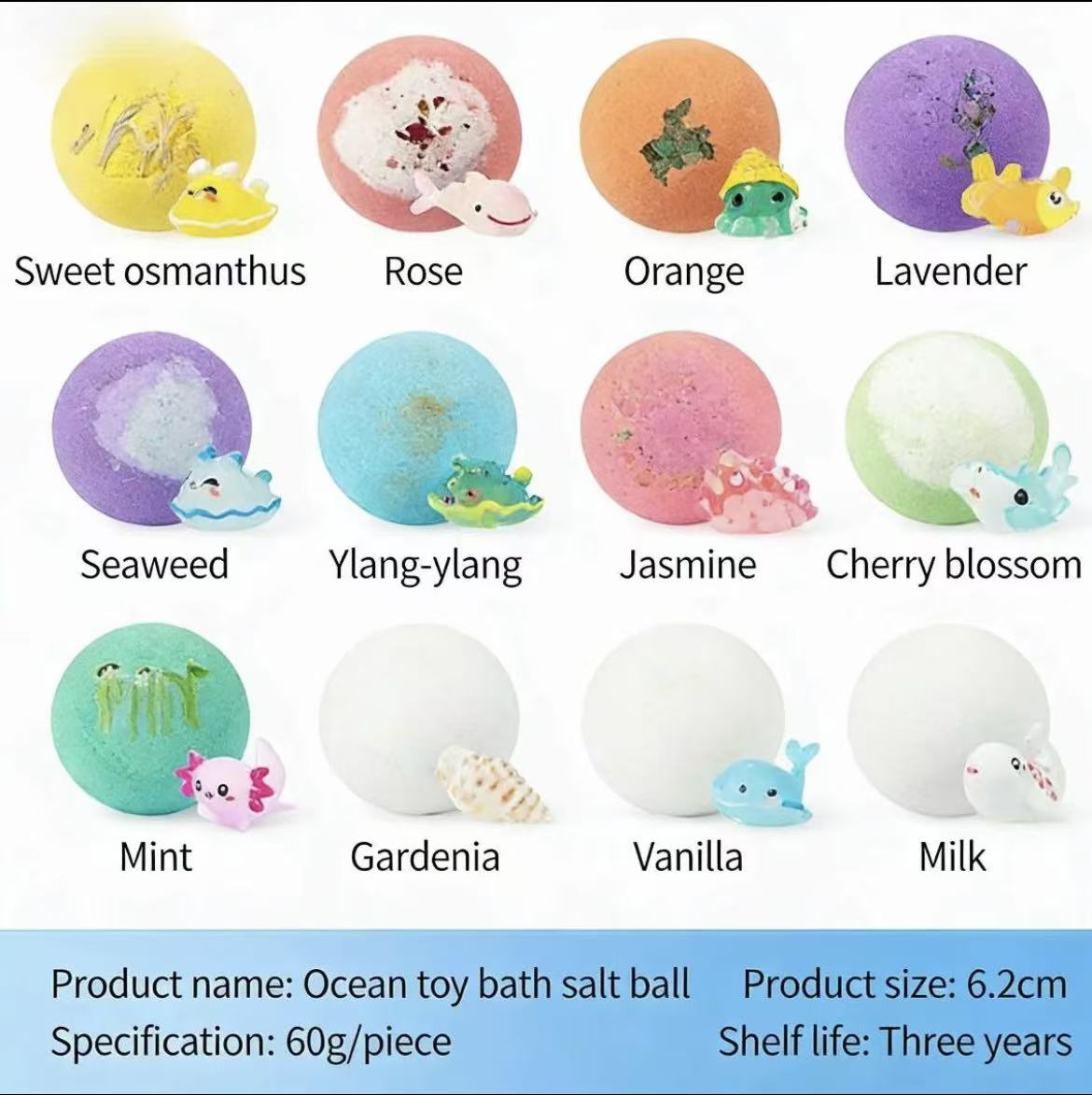 Bath Bombs + Surprise Ocean Toys Inside (Gift Box)