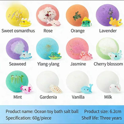 Bath Bombs + Surprise Ocean Toys Inside (Gift Box)