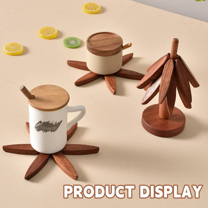 🎁Early Christmas Hot Sale 🎅Natural Tree Trivet Set - 4 bamoo Trivets & 1 Stand Like a Christmas Tree