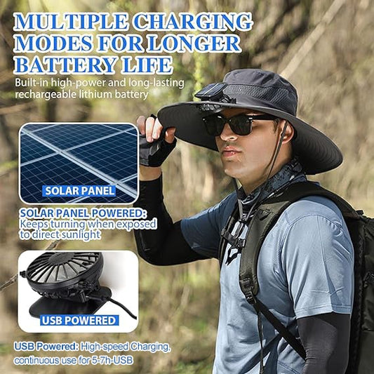 2026 New Ultralight Solar Fan Sun Hat – Lighter Than a Baseball!
