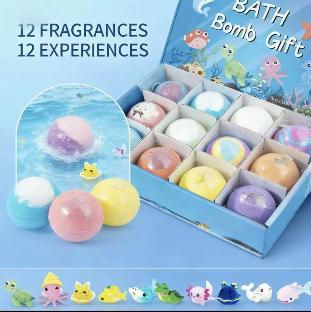 Bath Bombs + Surprise Ocean Toys Inside (Gift Box)