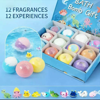 Bath Bombs + Surprise Ocean Toys Inside (Gift Box)
