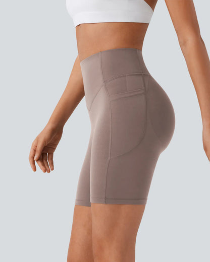 High Waisted Butt Lifting Tummy Control Side Pocket Shaping Training Shorts