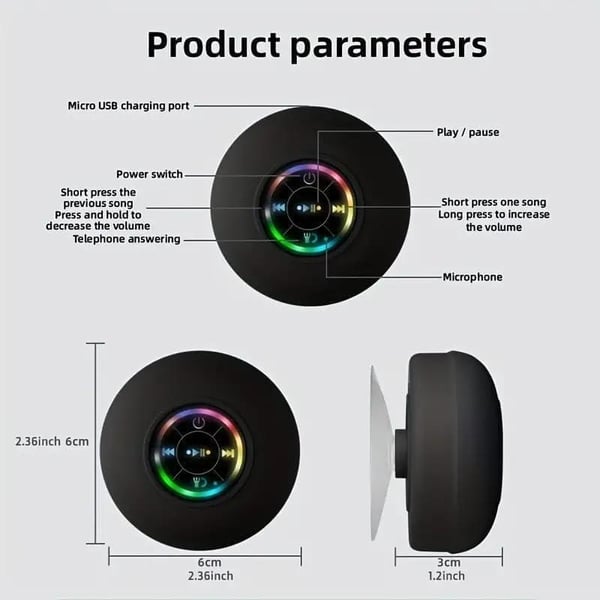 Mini enceinte Bluetooth étanche avec lumière LED🔊