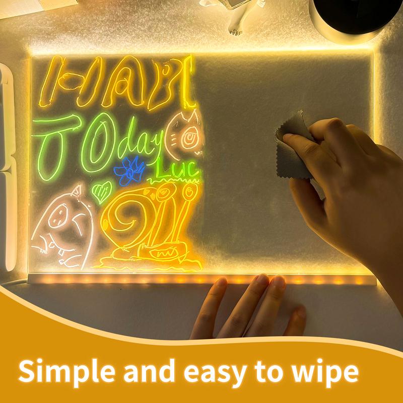 🎁Tableau d'affichage LED en acrylique réinscriptible créatif 🎨 (7 stylos inclus)