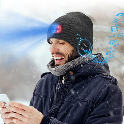 ❄️Winter – Geschenkidee: Bluetooth-Mütze mit LED-Scheinwerfer und abnehmbaren Lautsprechern