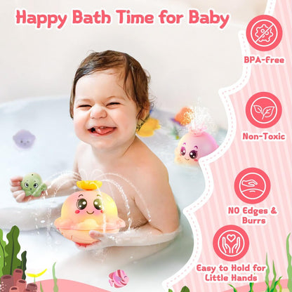 Colorful Octopus Sprinkler Bath Toy – Auto-Sensing Fountain & Lights
