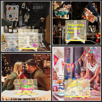 🎁Tableau d'affichage LED en acrylique réinscriptible créatif 🎨 (7 stylos inclus)