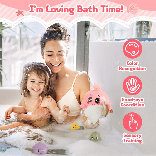 Colorful Octopus Sprinkler Bath Toy – Auto-Sensing Fountain & Lights