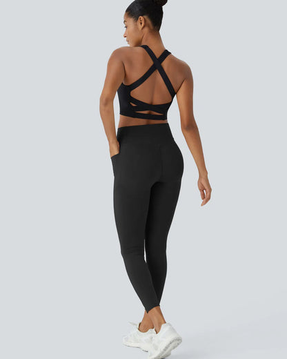 High Waisted Tummy Control Side Pocket Shaping Training Leggings