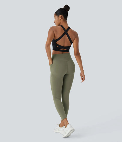 High Waisted Tummy Control Side Pocket Shaping Training Leggings