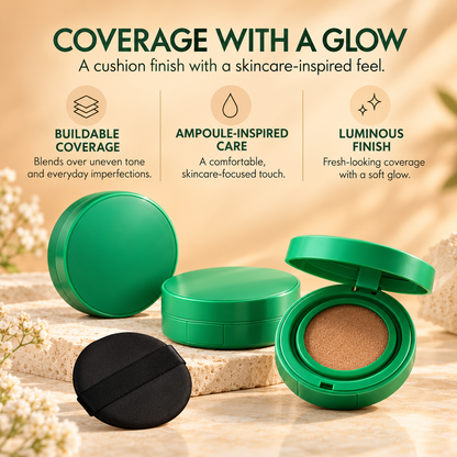Toning Ampoule Cushion - 2-in-1 Korean Skincare & Makeup with EGF, Niacinamide & Hyaluron - 10 Shades