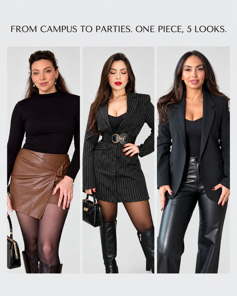 V-Neck Shaping Bodysuit with Fleece-Lined Tights
