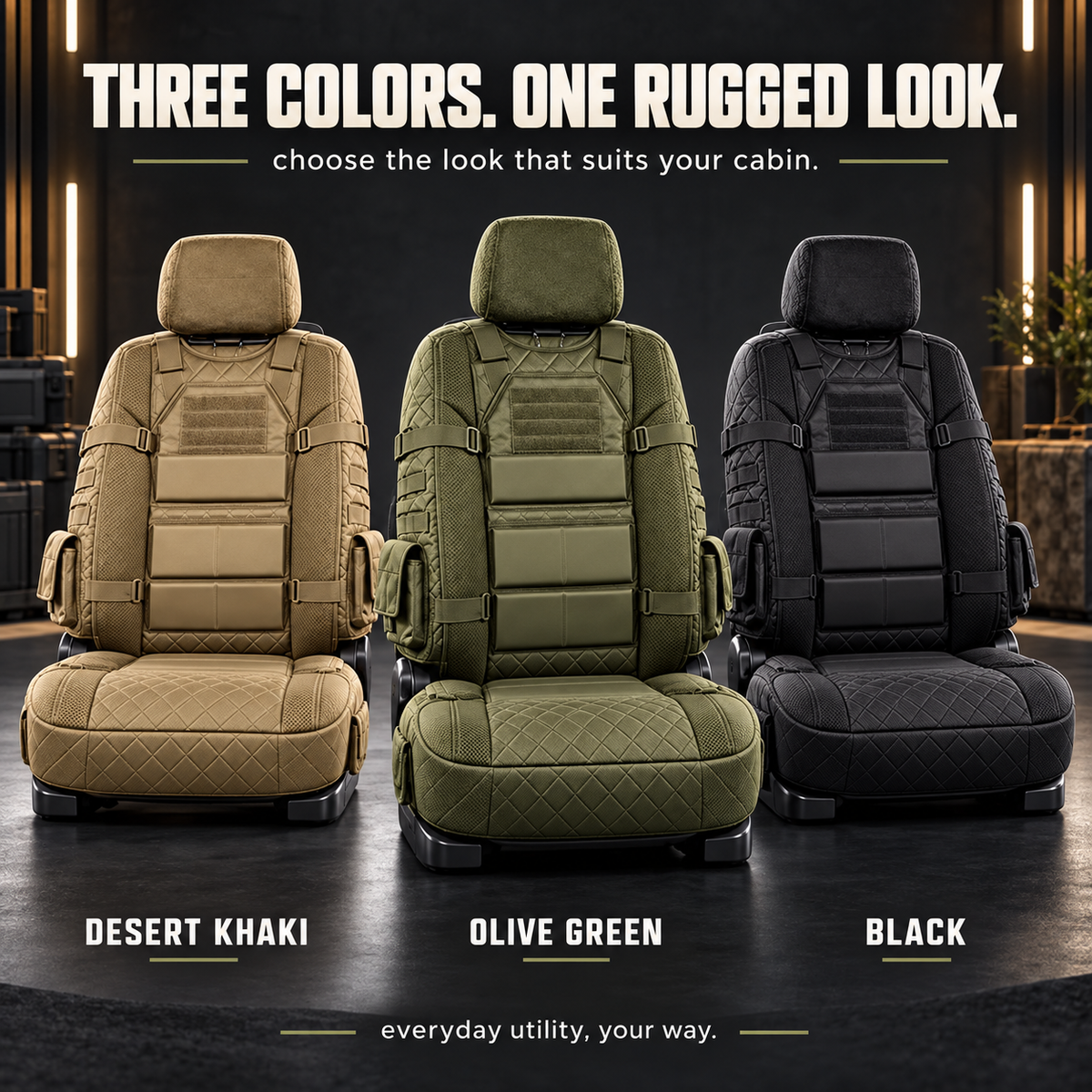 🚙 Durable Tactical Truck Seat Cover✨ Storage, Protection & All-Day Comfort
