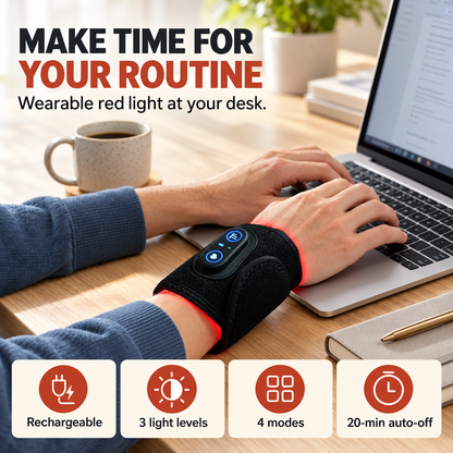 Lazzda Red Light Therapy Wrist Wrap for Carpal Tunnel – 3 Heat Levels