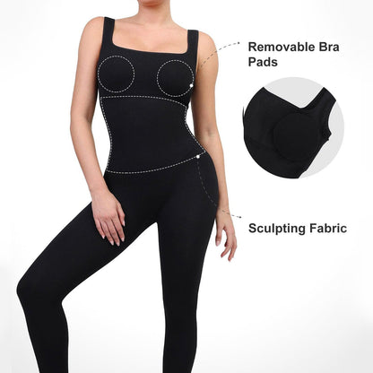 Seamless Square Neck Sculpting Sport Jumpsuit