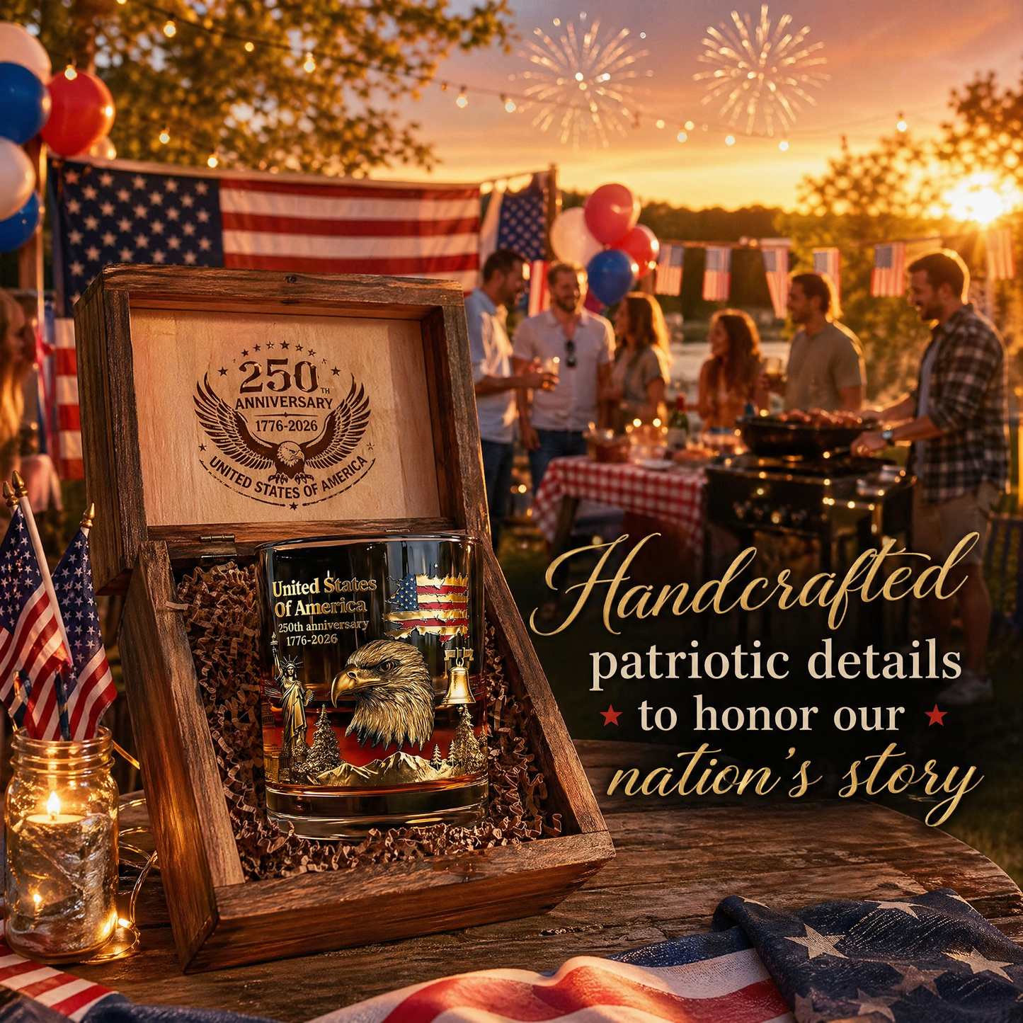 🏆Flash Sale⚡ 66K+ SOLD! 🎁US 250th Anniversary Patriotic Whiskey Glass 1776-2026