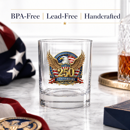 🏆Flash Sale⚡ 66K+ SOLD! 🎁US 250th Anniversary Patriotic Whiskey Glass 1776-2026