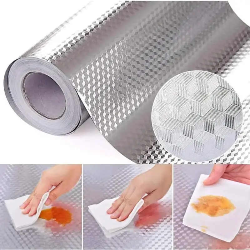 Kitchen Wallpaper Oil Proof Sticker Aluminum Foil Backsplash Self