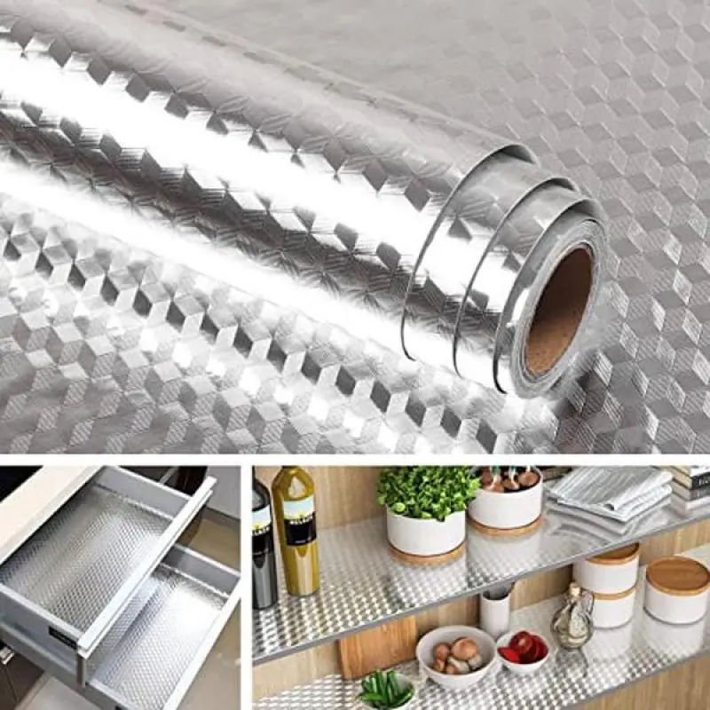 Kitchen Wallpaper Oil Proof Sticker Aluminum Foil Backsplash Self