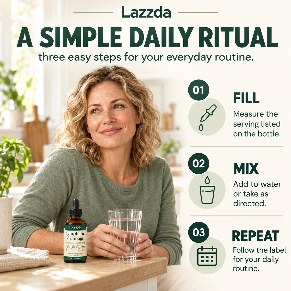 Lazzda Lymphatic Drainage Drops | 4-Botanical Daily Lymphatic Support, Alcohol-Free & Vegan, 2 Fl Oz