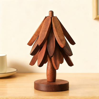 🎅Naturbaum-Untersetzer-Set – 4 Bambus-Untersetzer