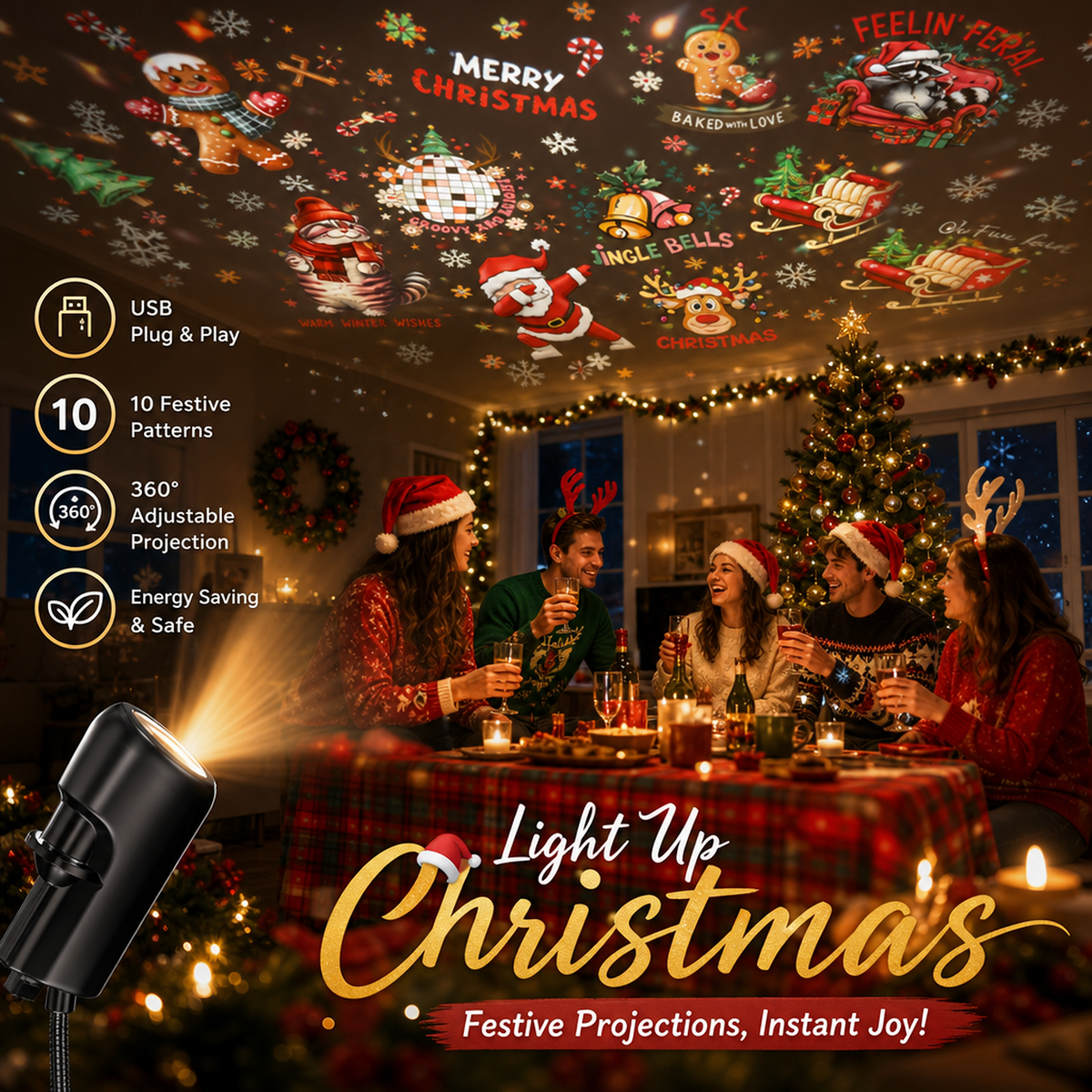 Plug‑and‑Play HD Holiday Projector, Multi‑Scene Projection Light for Christmas, Halloween & Faith‑Themed Decor 2026