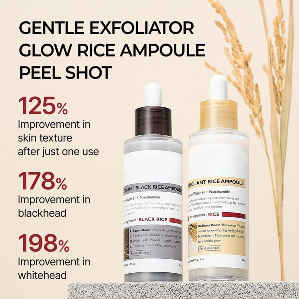 Glow Rice Ampoule Duo - Serums for Brightening, Exfoliating, and Moisturizing