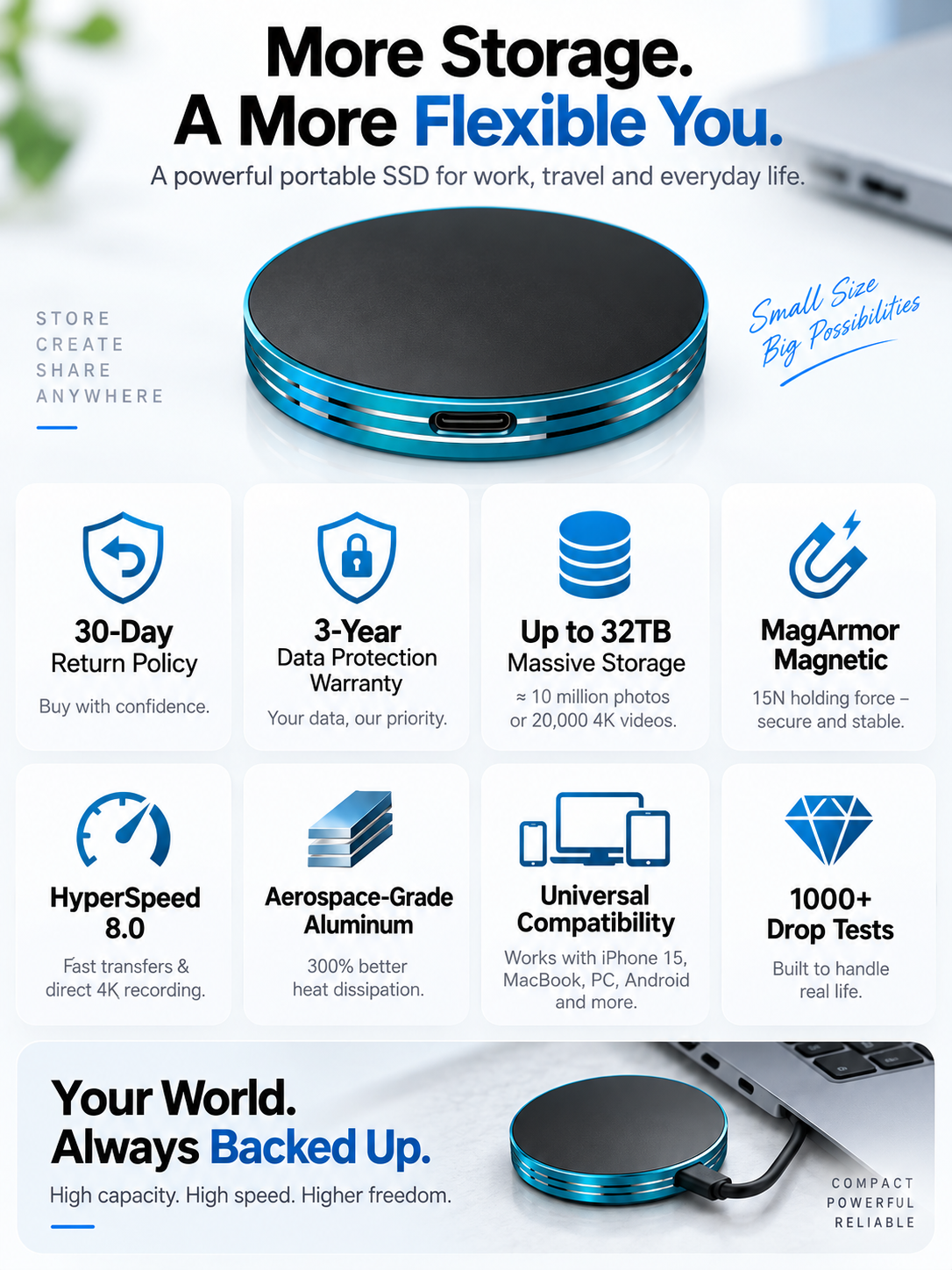 C Magnetic Anti-Lost Portable SSD External Solid State Drive