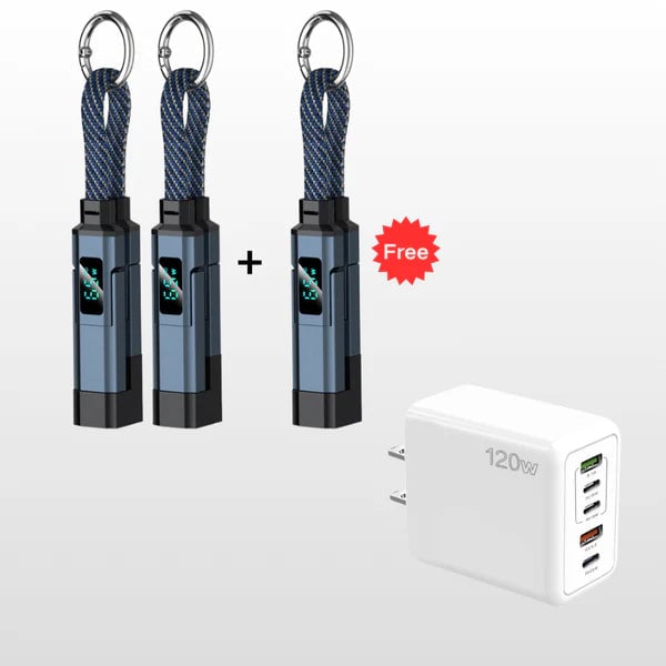 🔥4-in-1 Digital Display Keychain Charging Cable