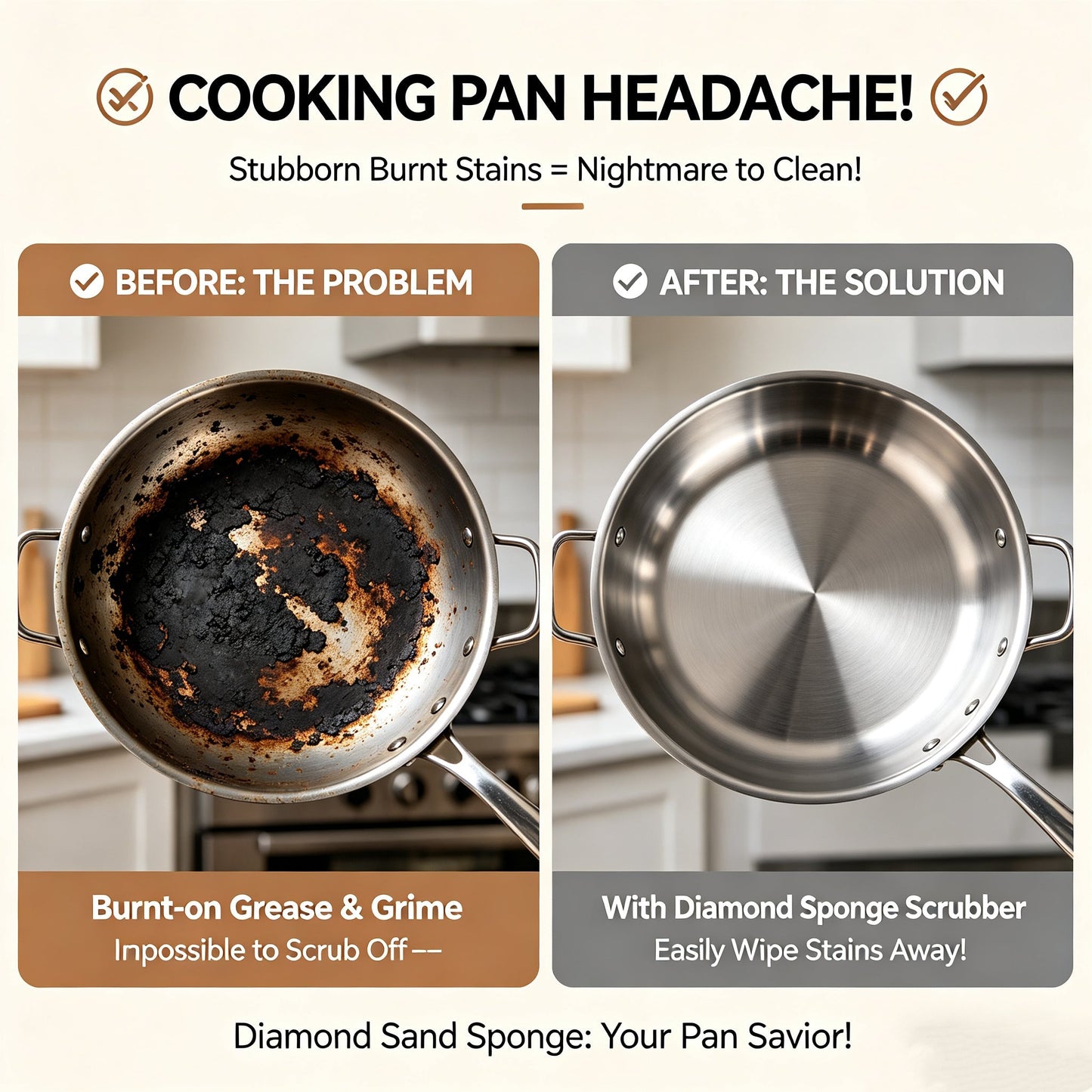 🍳Emery Sponge Scrubber – Removes burnt grease & rust instantly. Flexible & durable, ergonomic handle. A heavy-duty cleaning essential. 🍳✨