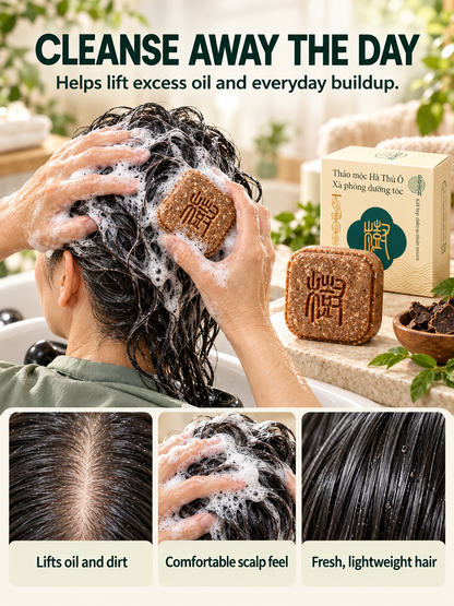 🌿 Hair Care Deal – Herbal He Shou Wu Shampoo Bar 🧼 Botanical Cleansing Soap with Arborvitae for a Fresh, Nourished Scalp ✨