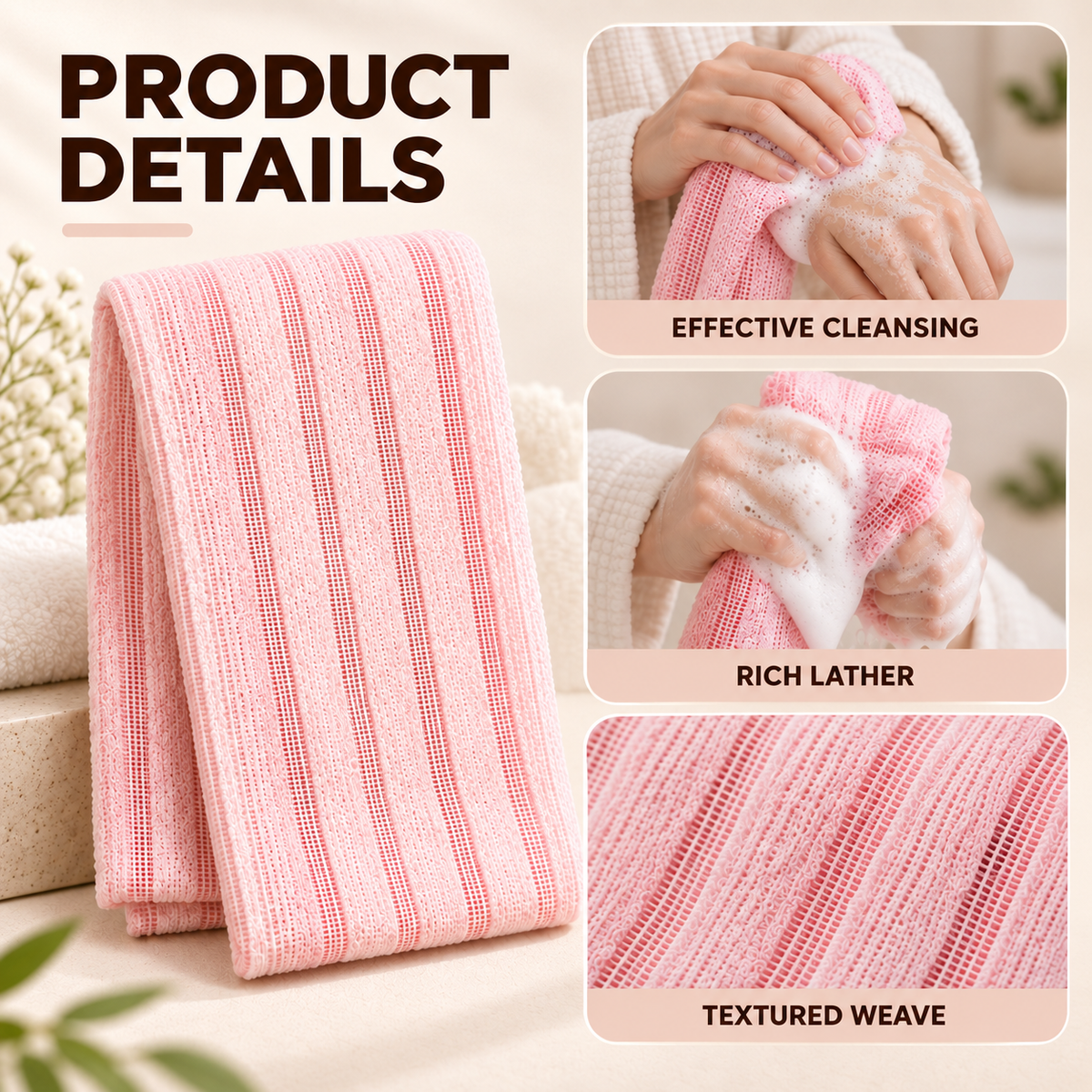 Exfoliating Shower Towels – Soft & Quick-Dry