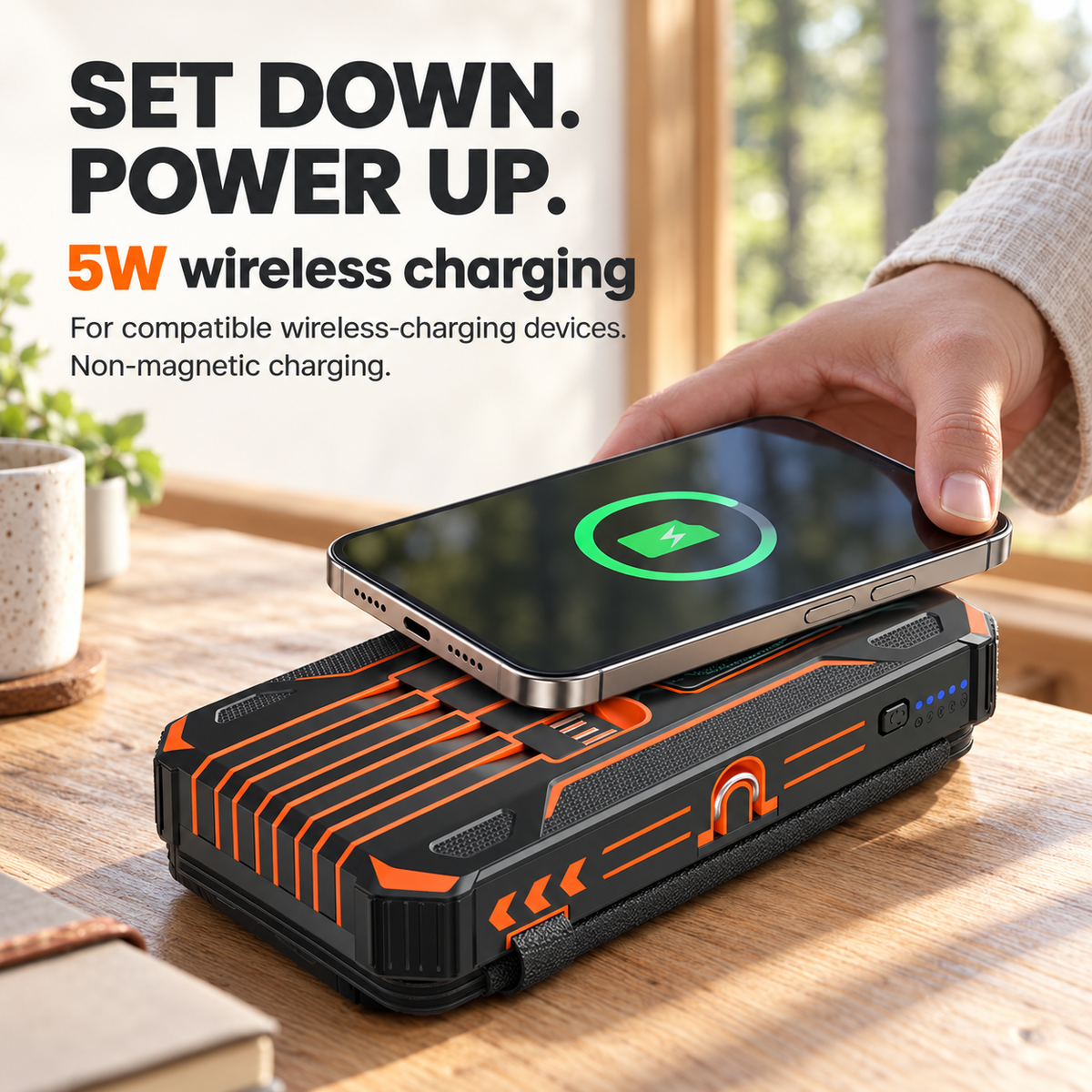 Lazzda 48000mAh Solar Power Bank Wireless Charger
