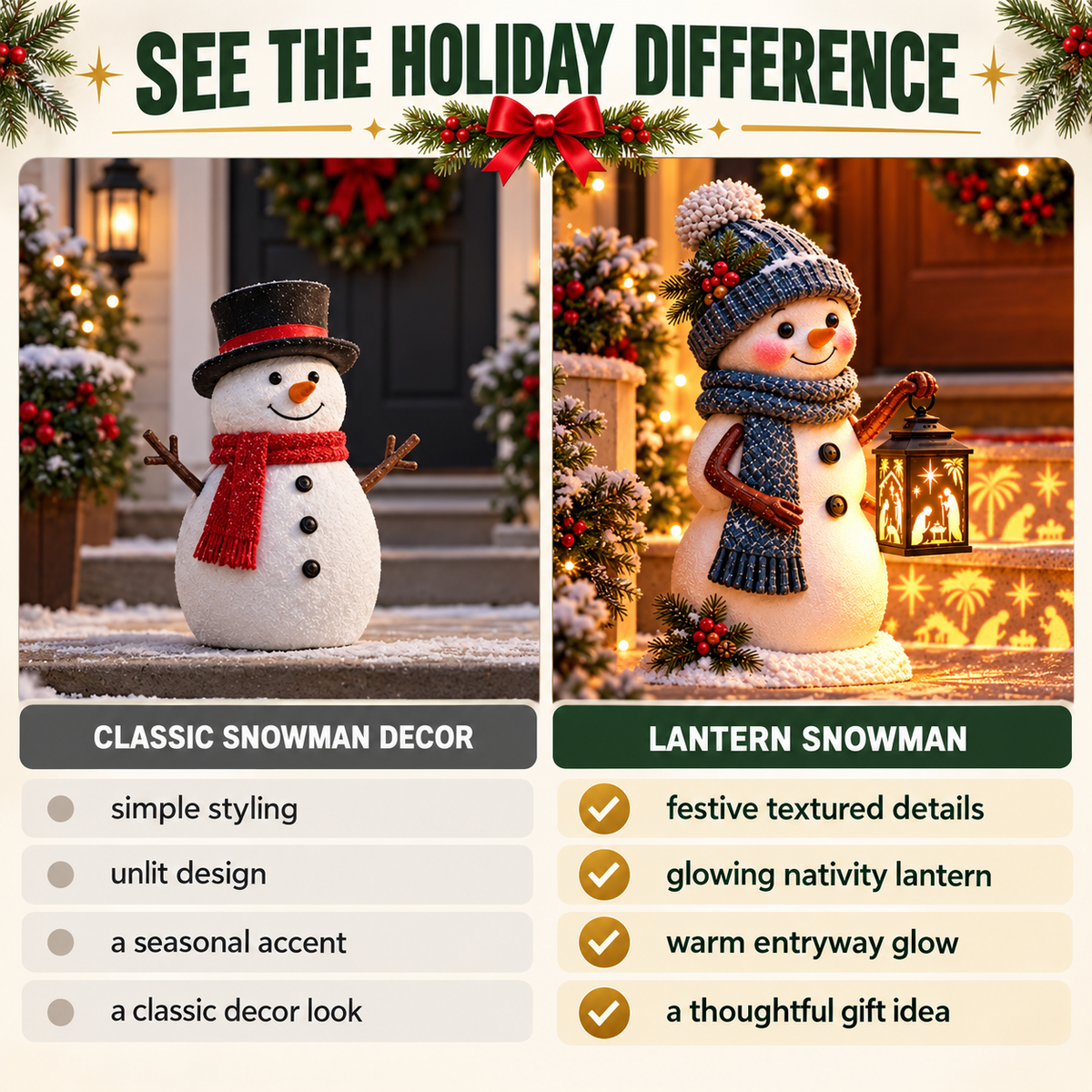 ⛄Snowman Nativity Glow –  Christmas Step Light with Holy Family Projection
